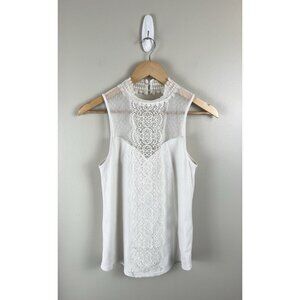 Express‎ Women’s Sleeveless White Ivory Lace Lined Top Sz Small Dainty Fairy